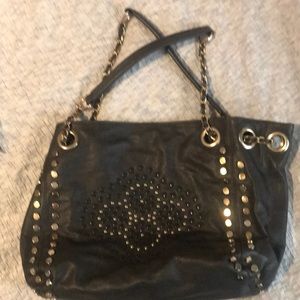 Studded Handbag with Chain